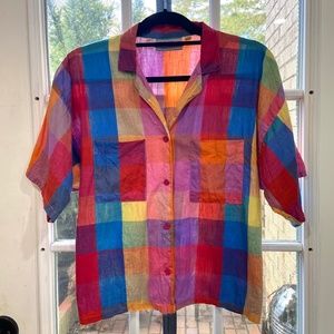 Santa Cruz Vintage Rainbow Checkered Button Down Shirt